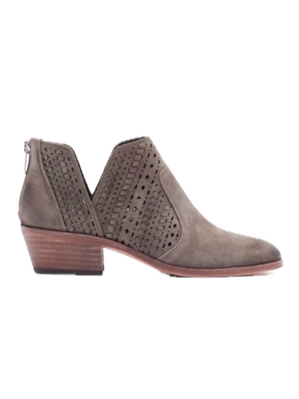 Vince Camuto Leather Suede Prasata Zip Back Booties